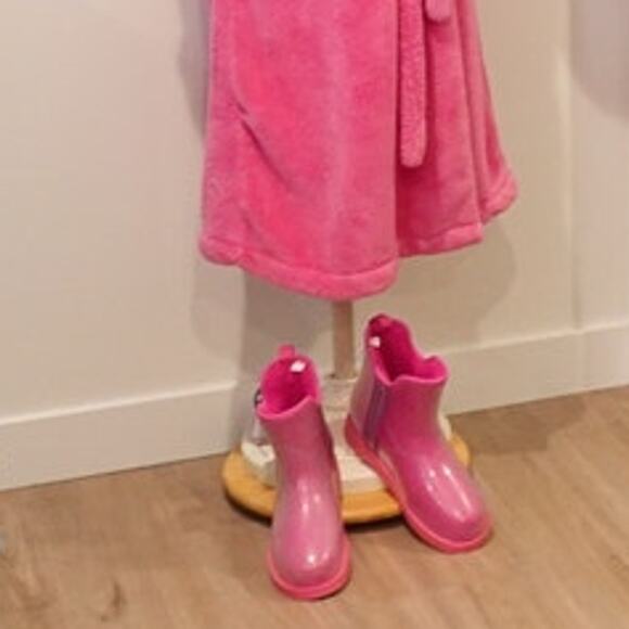 Hot Pink Fleece lined Rubber Slipper Boots - Picture 10 of 10